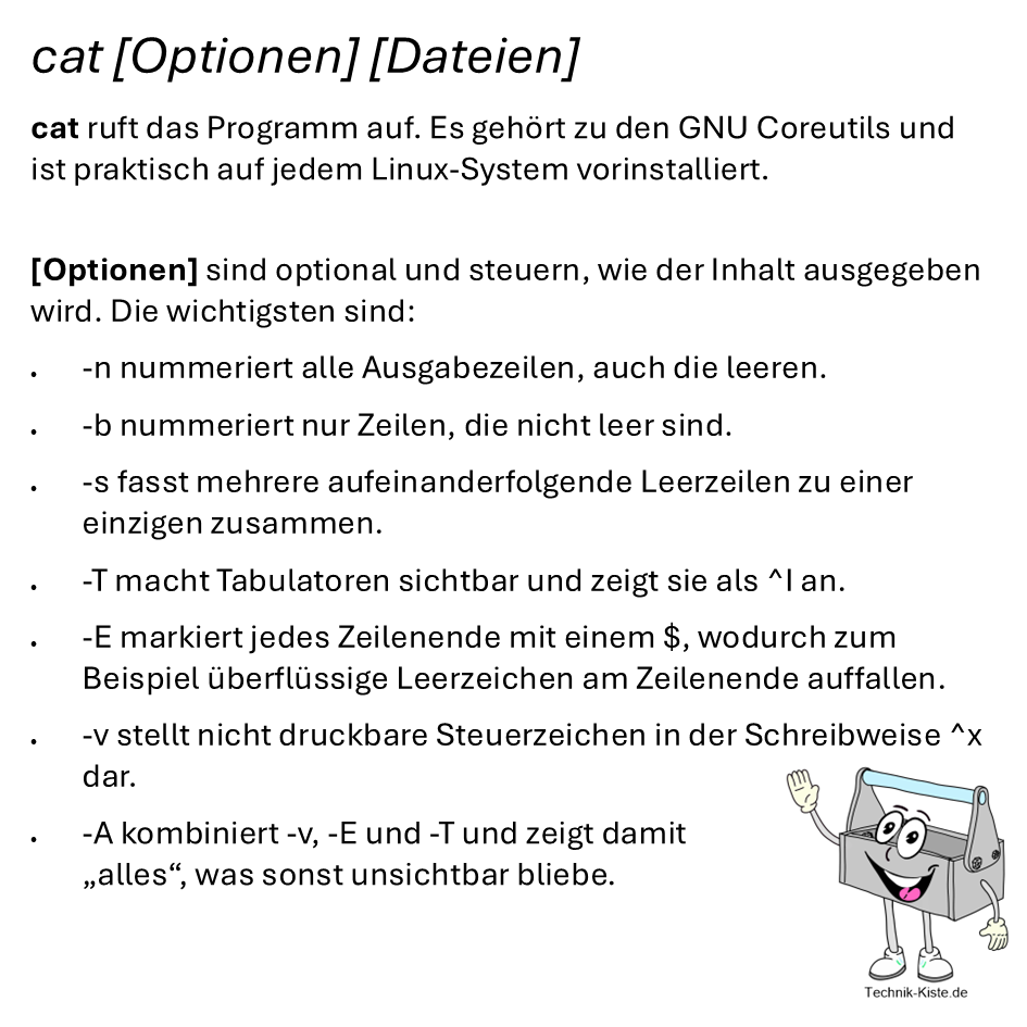 Linux-Befehl cat – Dateien anzeigen, zusammenfügen und schnell erstellen