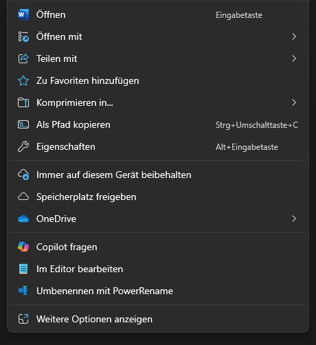 So öffnest du unter Microsoft Windows das Dateikontextmenü
