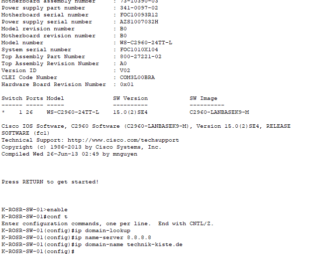 Cisco IOS: Namensauflösung (DNS) einrichten